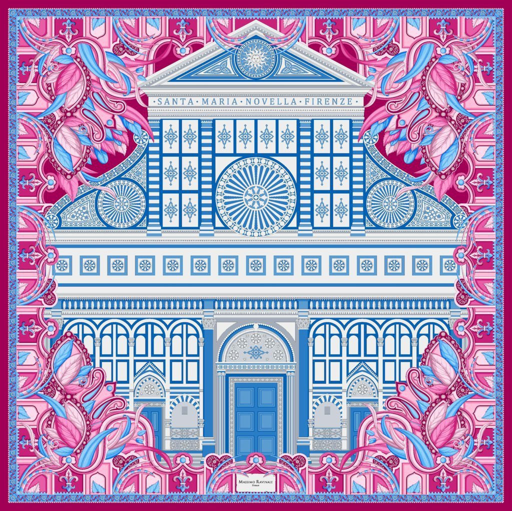 Silk Scarf – Santa Maria Novella – Light Blue, 100x100 cm