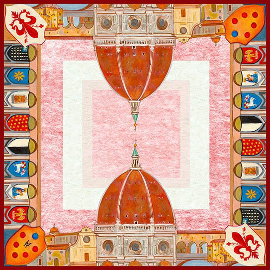 Silk Scarf – Double Dome – Red, 90x90 cm
