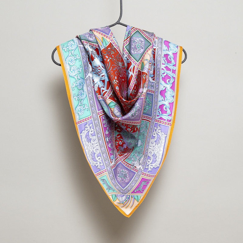 Silk Scarf – Uffizi – Orange, 100x100 cm