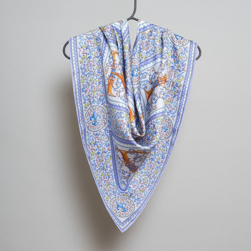 Silk Scarf – Florentine Paper – Lilac, 100x100 cm