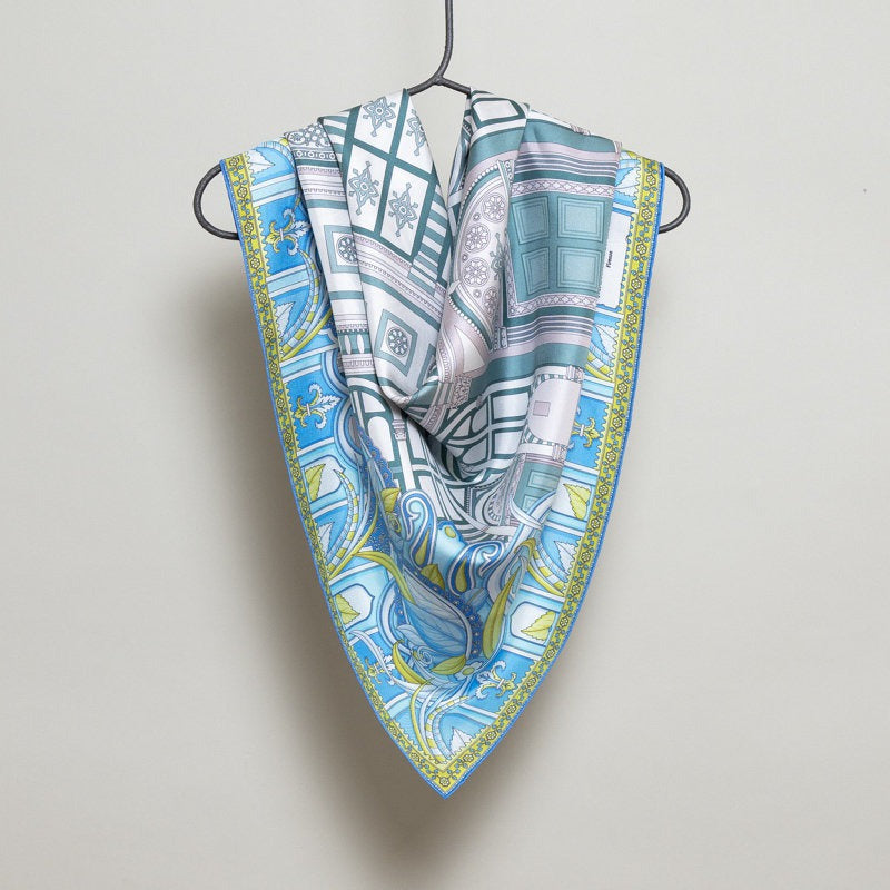 Silk Scarf – Santa Maria Novella – Blue, 100x100 cm