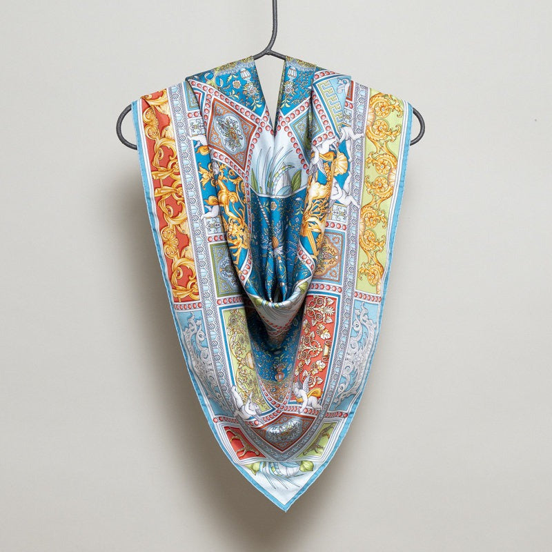 Silk Scarf – Uffizi – Blue, 100x100 cm