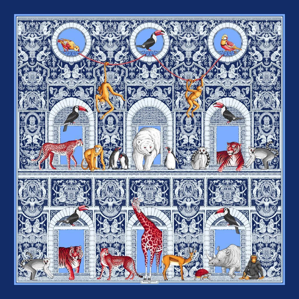 Silk Scarf – Palazzo Lovers – Blue, 100x100 cm