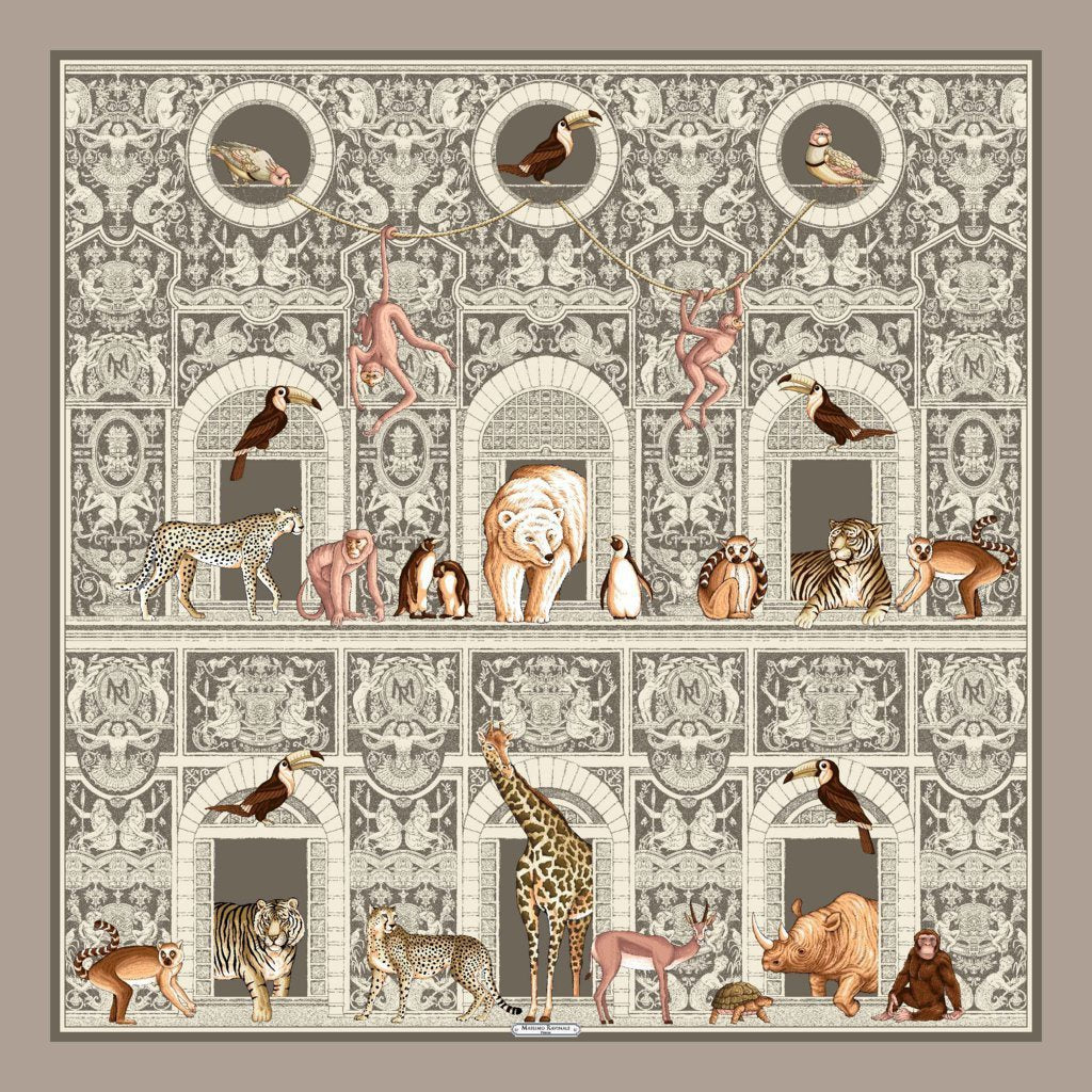 Silk Scarf – Palazzo Lovers – Taupe, 100x100 cm