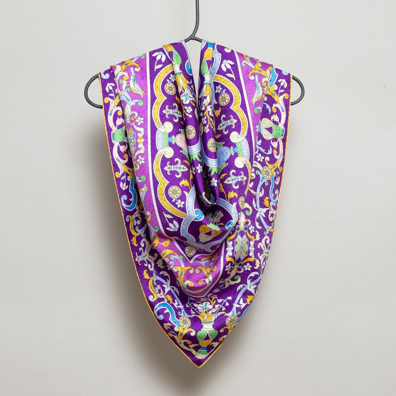 Silk Scarf – Florentine Mosaic – Fuchsia, 100x100 cm