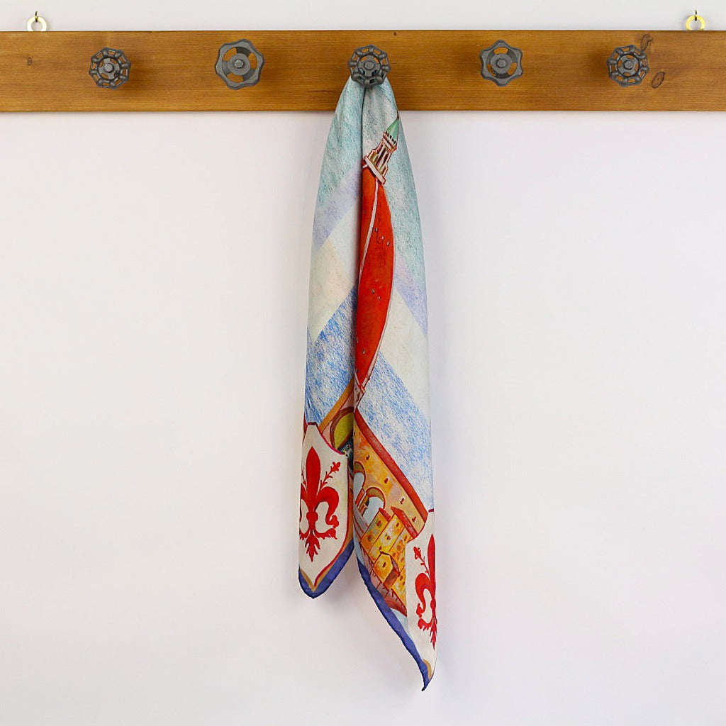 Silk Scarf – Double Dome – Blue, 90x90 cm