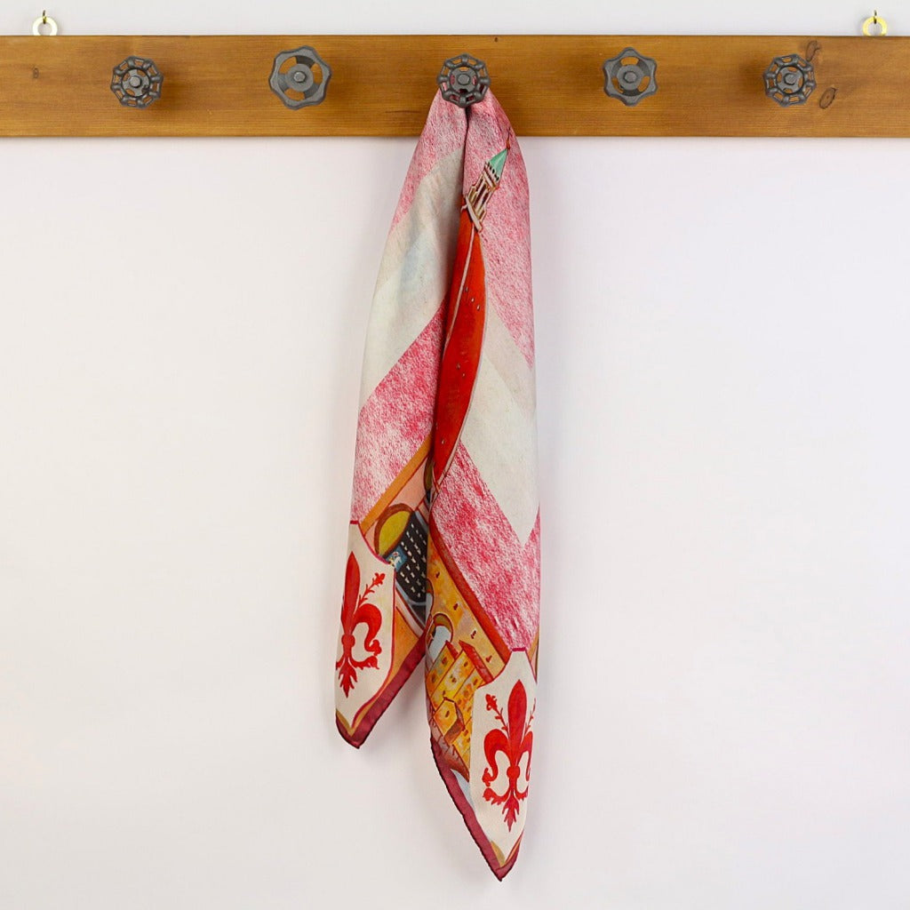 Silk Scarf – Double Dome – Red, 90x90 cm