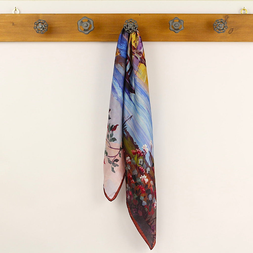 Silk Scarf – Bellagio Two – Brown, 90x90 cm