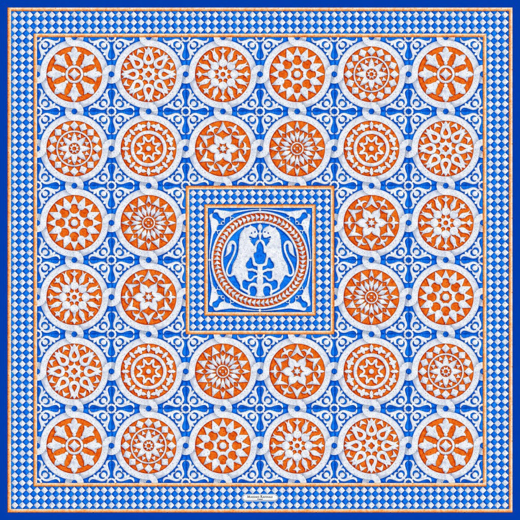 Silk Scarf – San Miniato – Blue, 100x100 cm