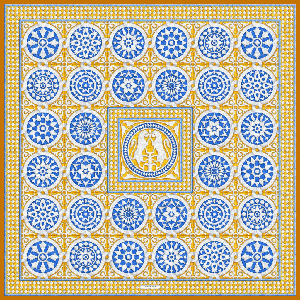 Silk Scarf – San Miniato – Gold, 100x100 cm