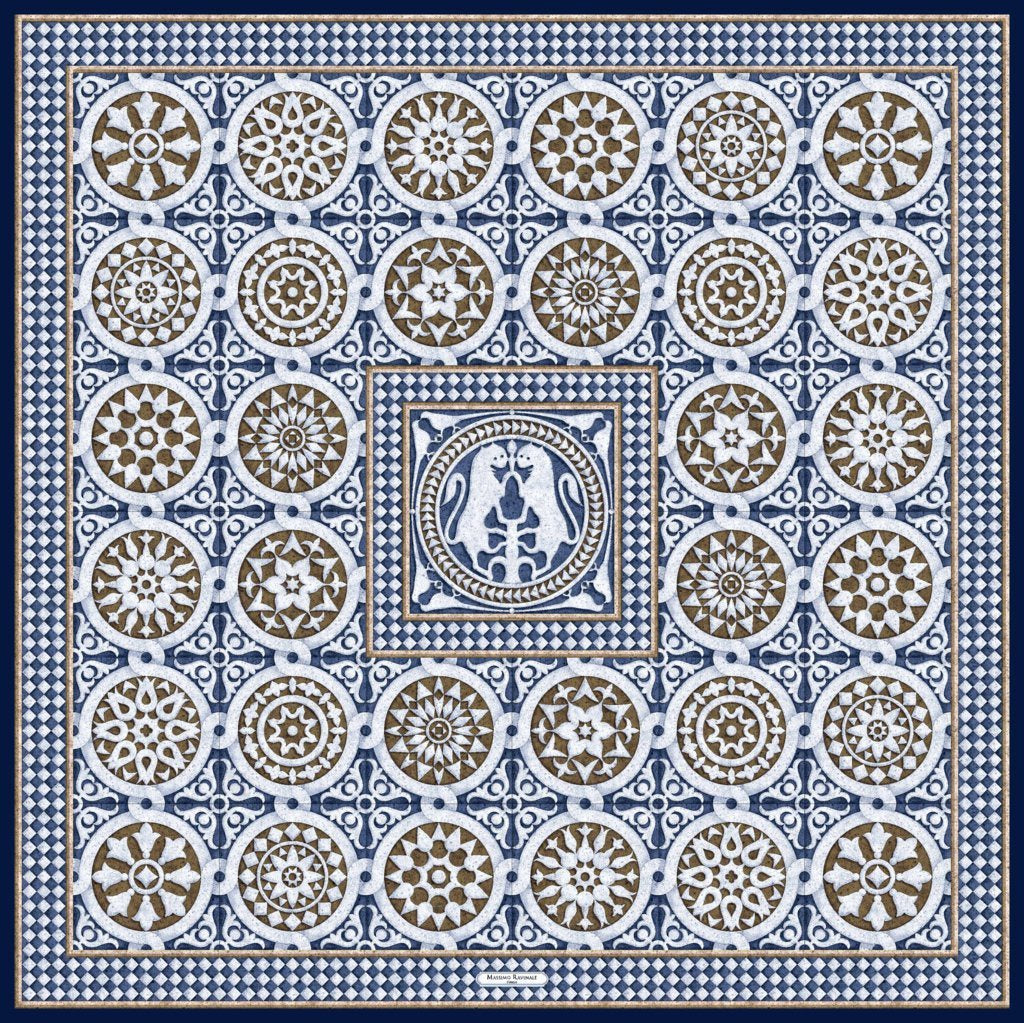 Silk Scarf – San Miniato – Navy, 100x100 cm