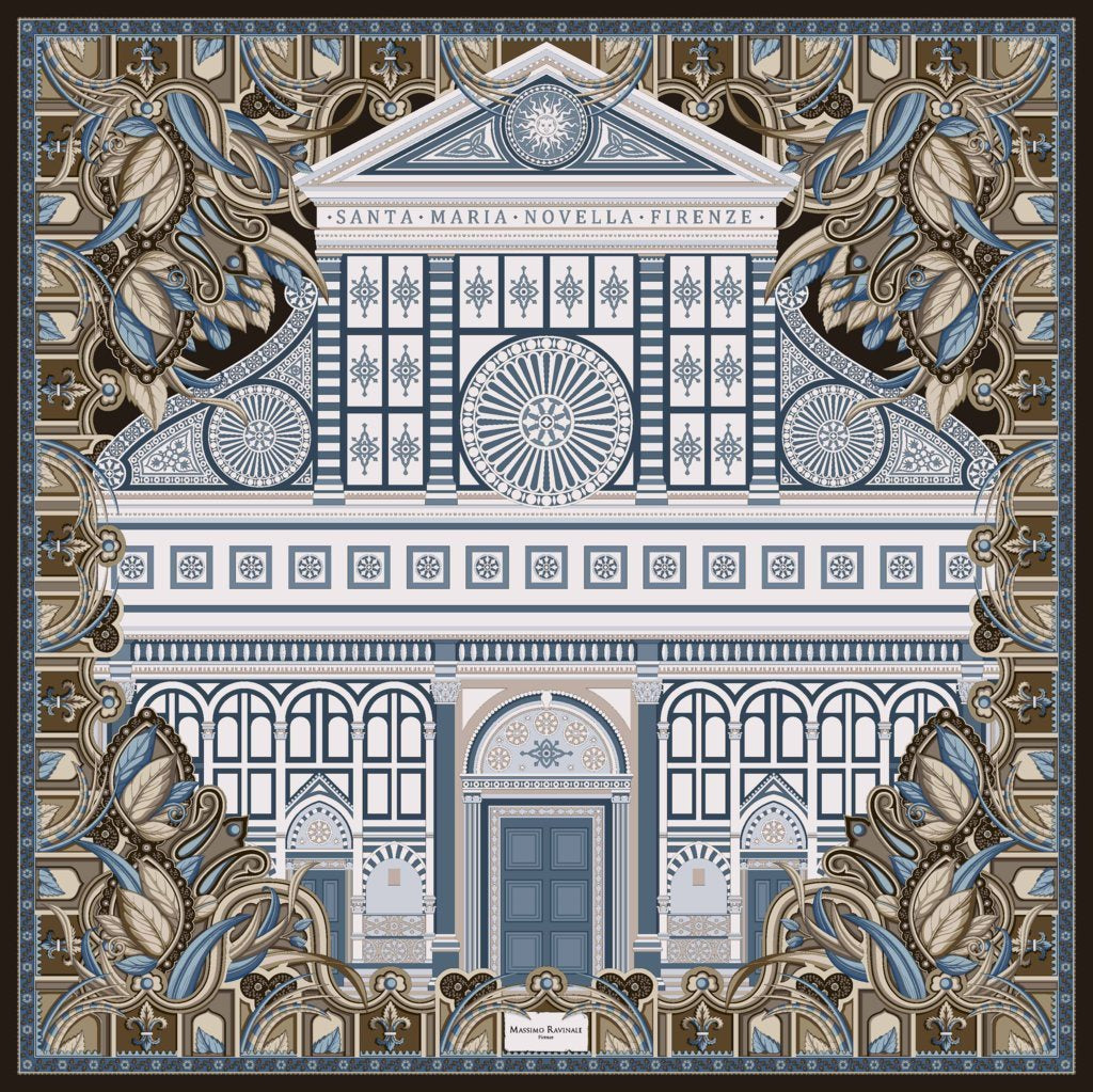 Silk Scarf – Santa Maria Novella – Taupe, 100x100 cm