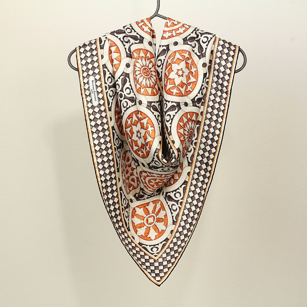 Silk Scarf – San Miniato – Brown, 100x100 cm