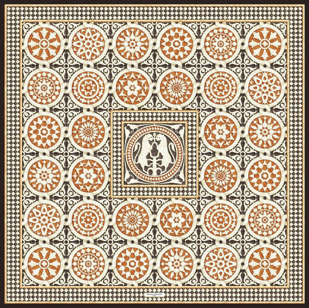 Silk Scarf – San Miniato – Brown, 100x100 cm