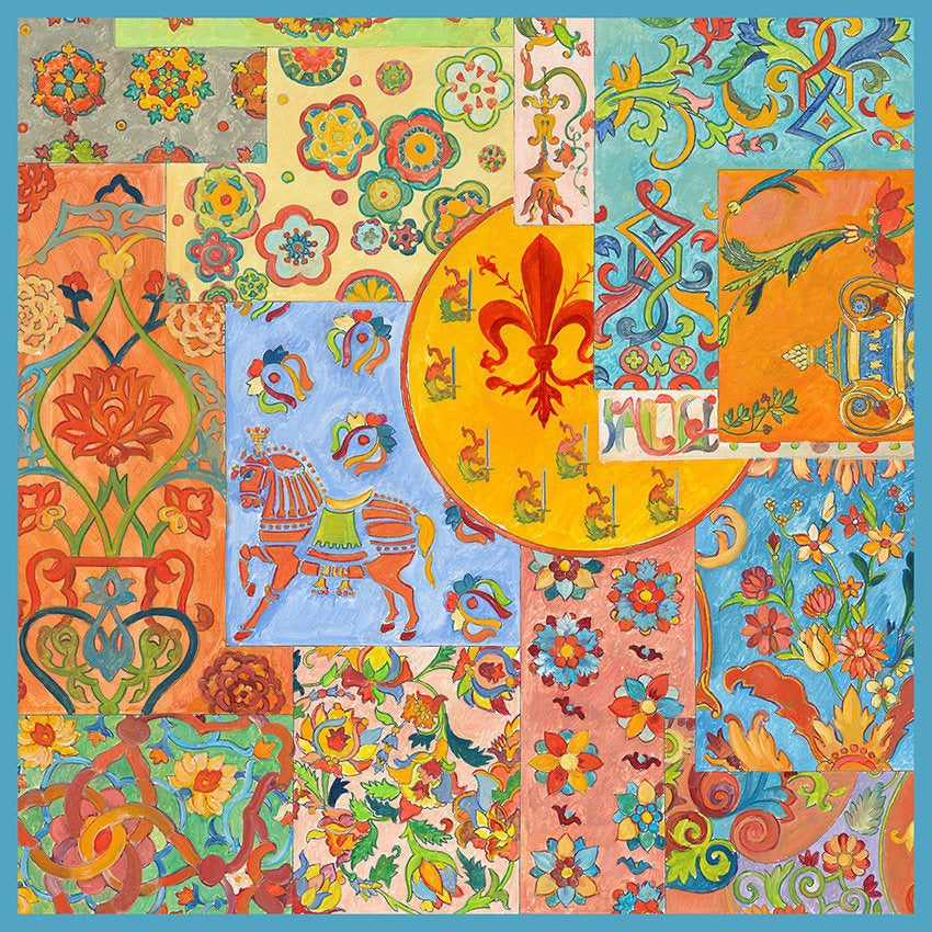 Silk Scarf – World of Colors – Light Blue, 100x100 cm