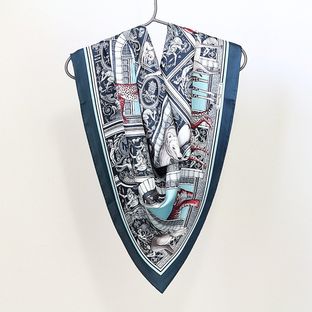 Silk Scarf – Palazzo Lovers – Petrol, 100x100 cm