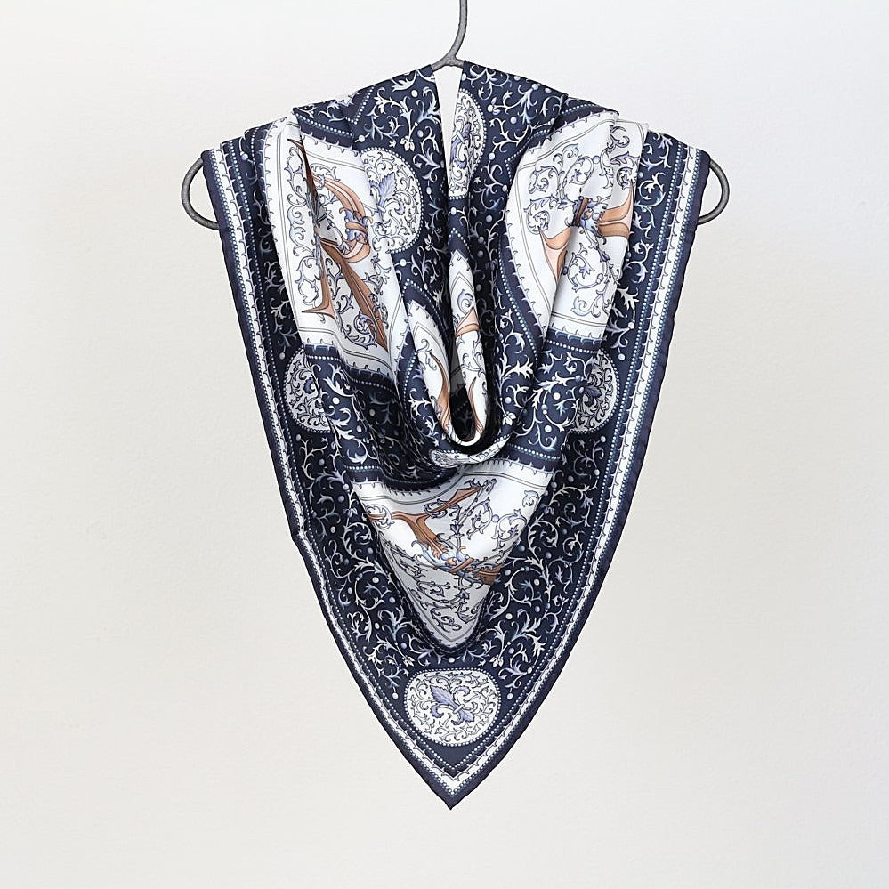 Silk Scarf – Florentine Paper – Black, 100x100 cm