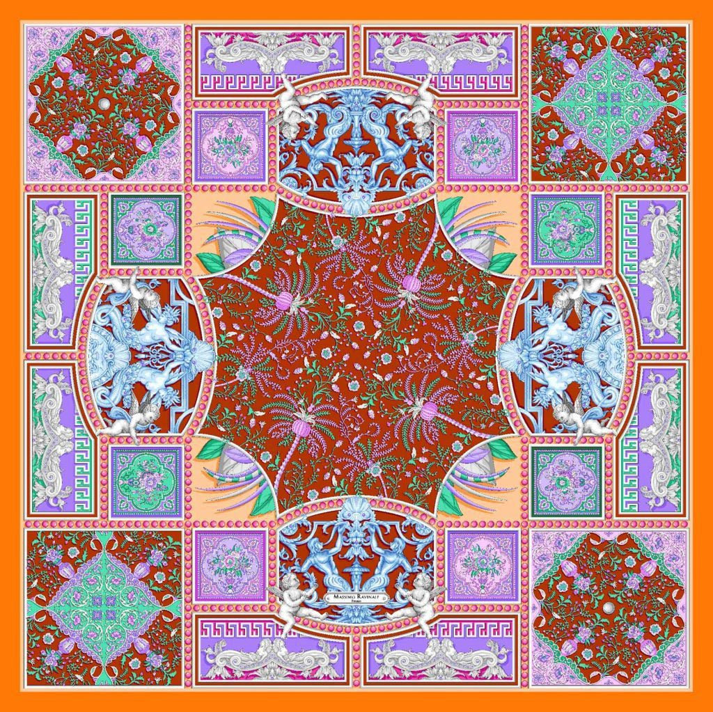 Bandana 100% Silk - Uffizi - Orange
