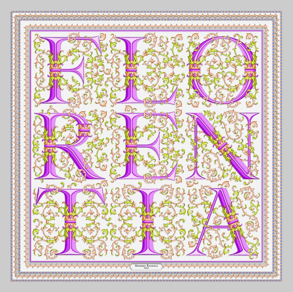 Bandana 100% Silk - Florentine Paper - Grey