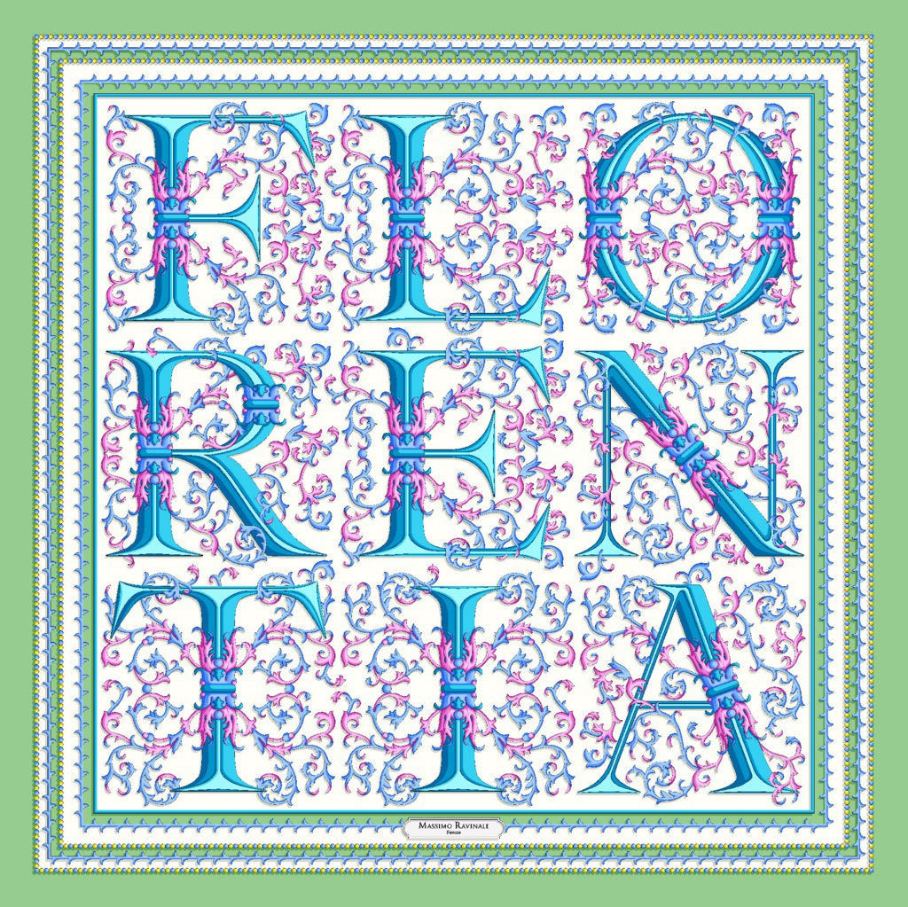 Bandana 100% Silk - Florentine Paper - Green