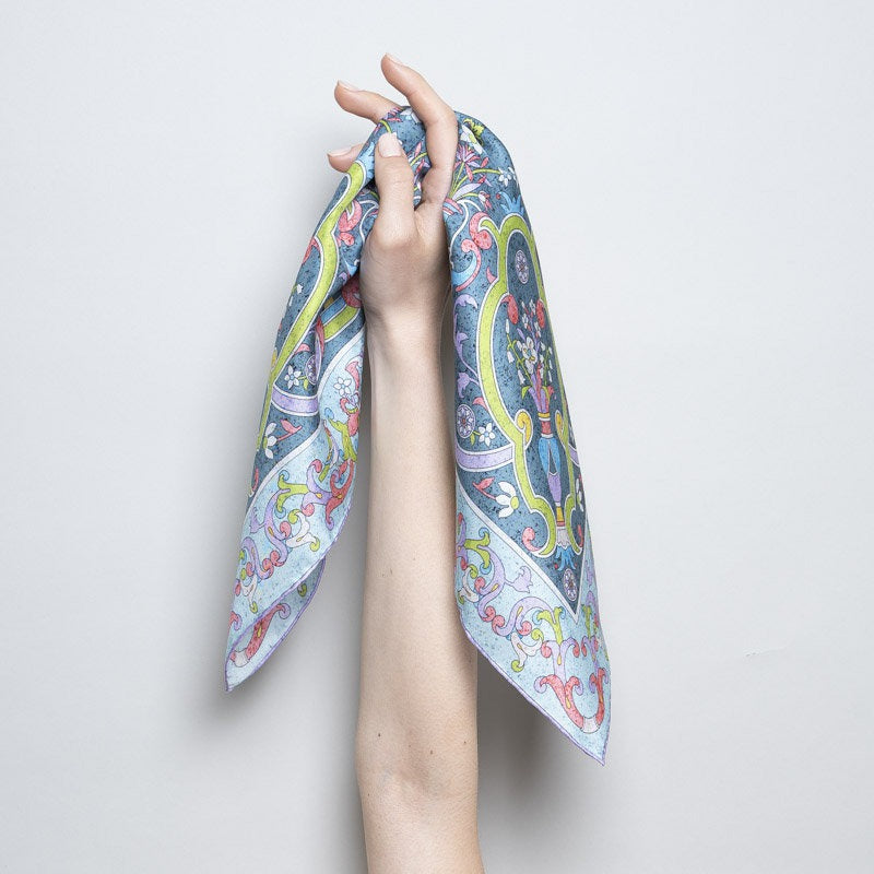 Bandana 100% Silk - Florentine Mosaic - Lilac