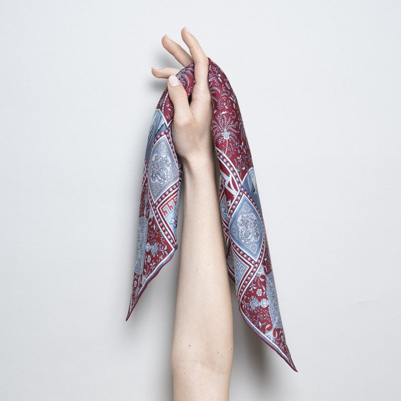 Bandana 100% Silk - Uffizi - Bordeaux