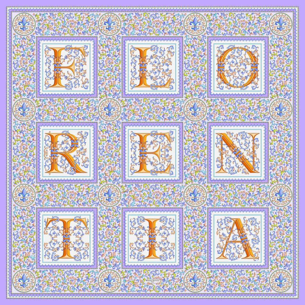 Silk Scarf – Florentine Paper – Lilac, 100x100 cm
