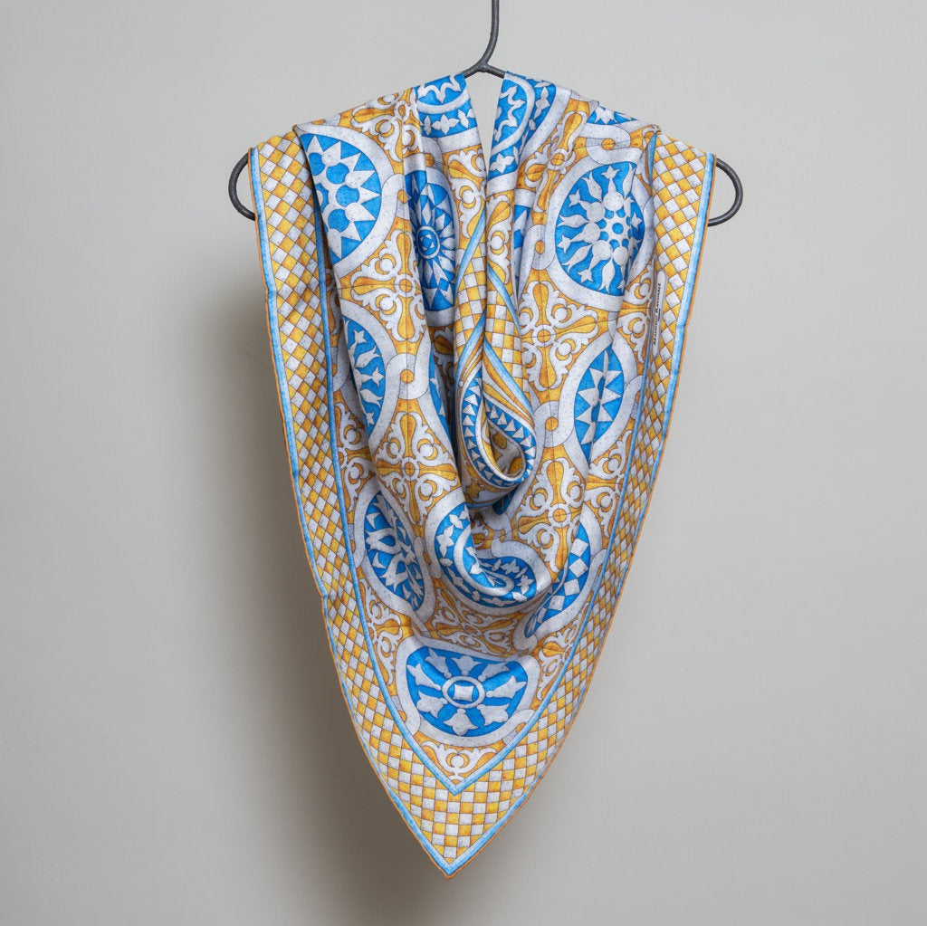 Silk Scarf – San Miniato – Gold, 100x100 cm