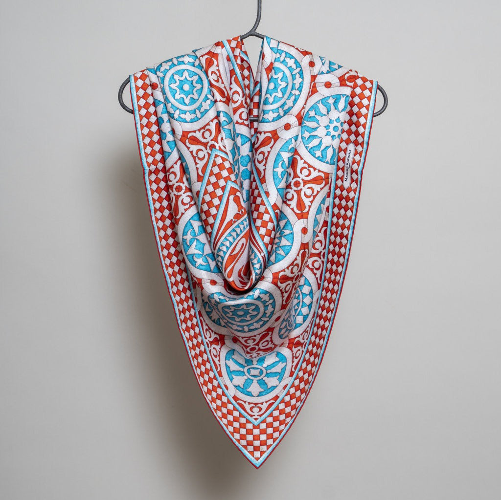 Silk Scarf – San Miniato – Red, 100x100 cm