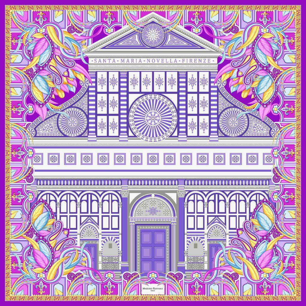 Silk Scarf – Santa Maria Novella – Purple, 100x100 cm