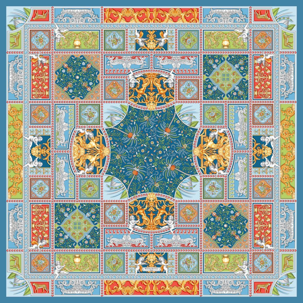 Silk Scarf – Uffizi – Blue, 100x100 cm