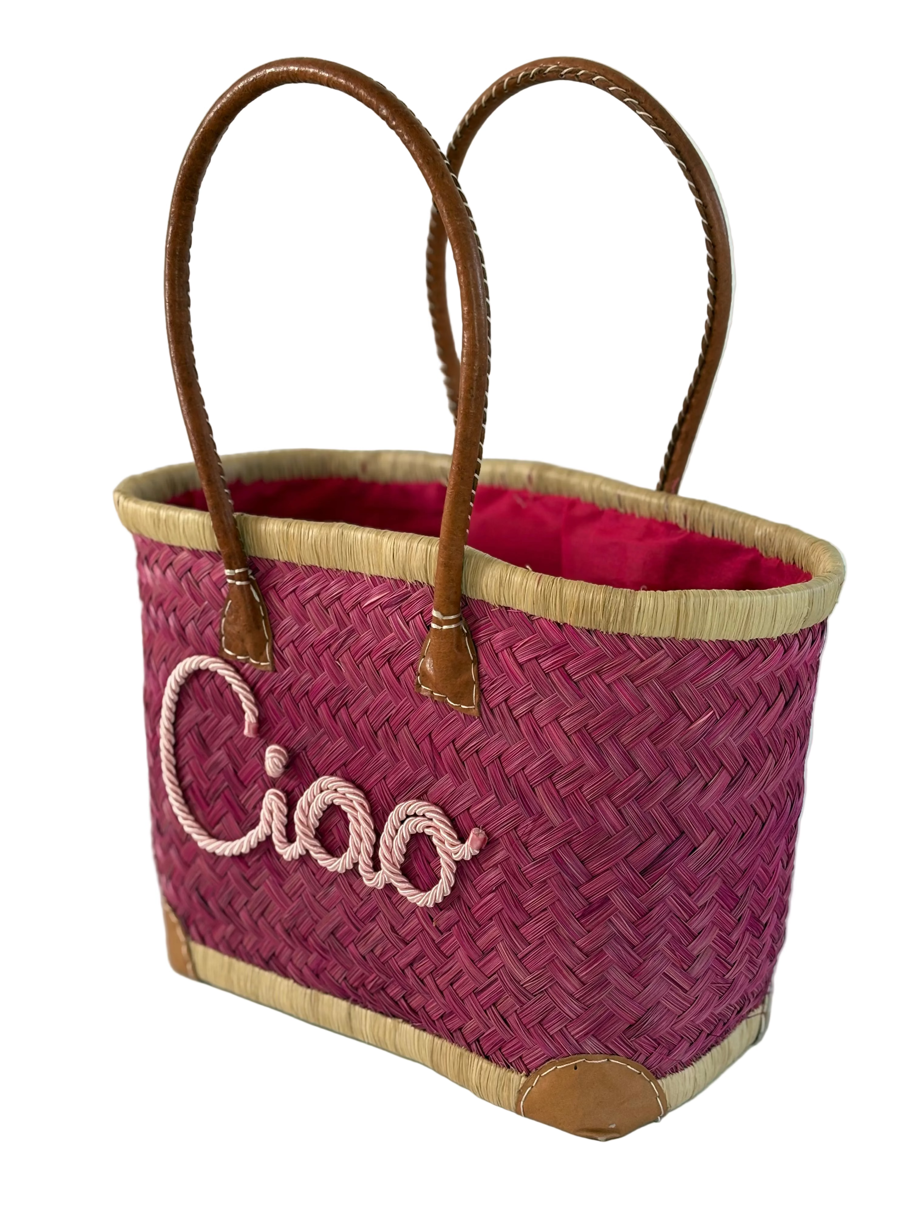 Woven rattan baskets bags with/without ricami - Cherry
