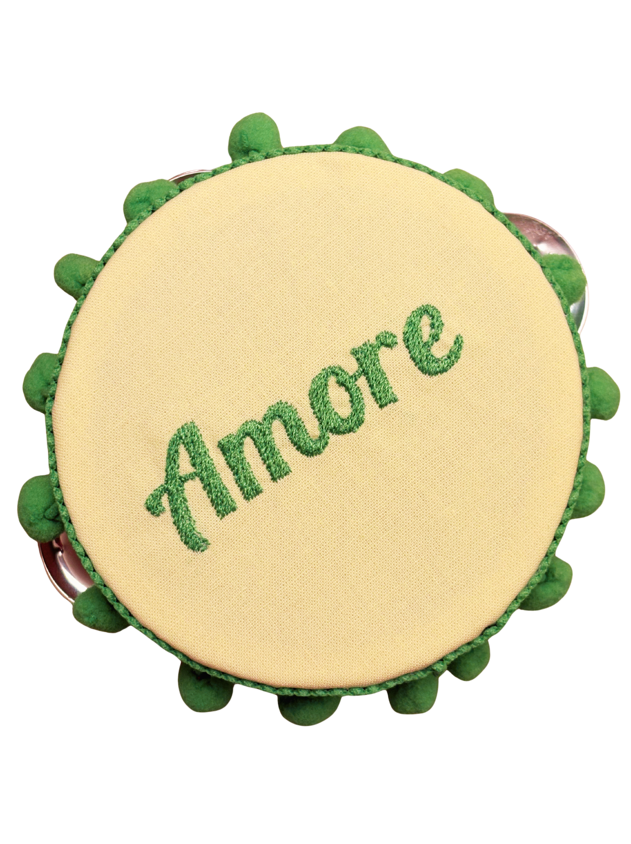 Tamburello con tessuto monocolore e ricamo, 10 cm
