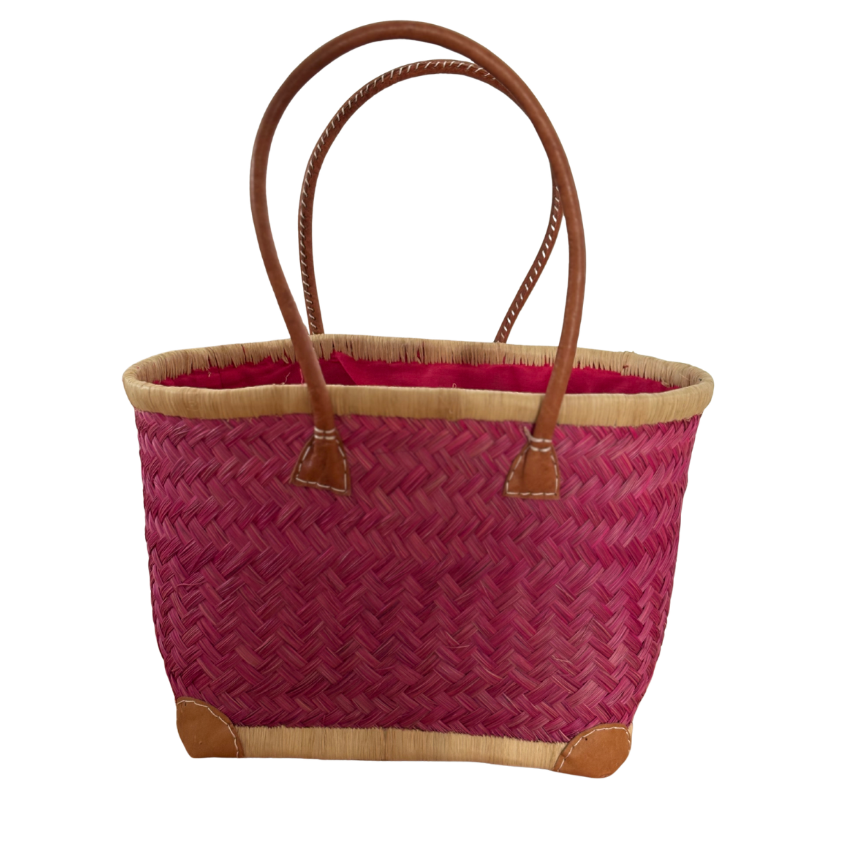 Cestini in rattan intrecciato con scritta ricamata a mano - Ciliegia