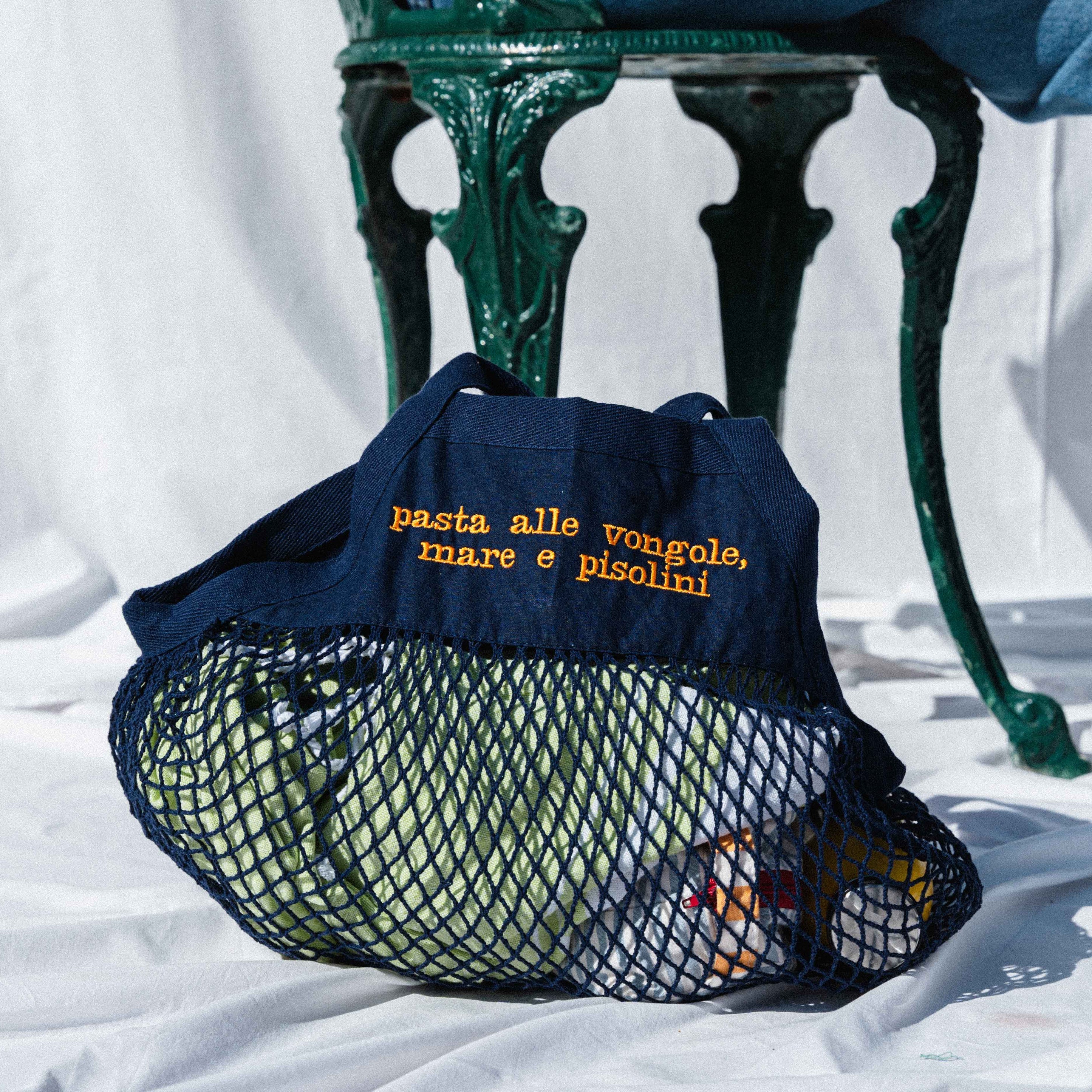 Embroidered Mesh Bag
