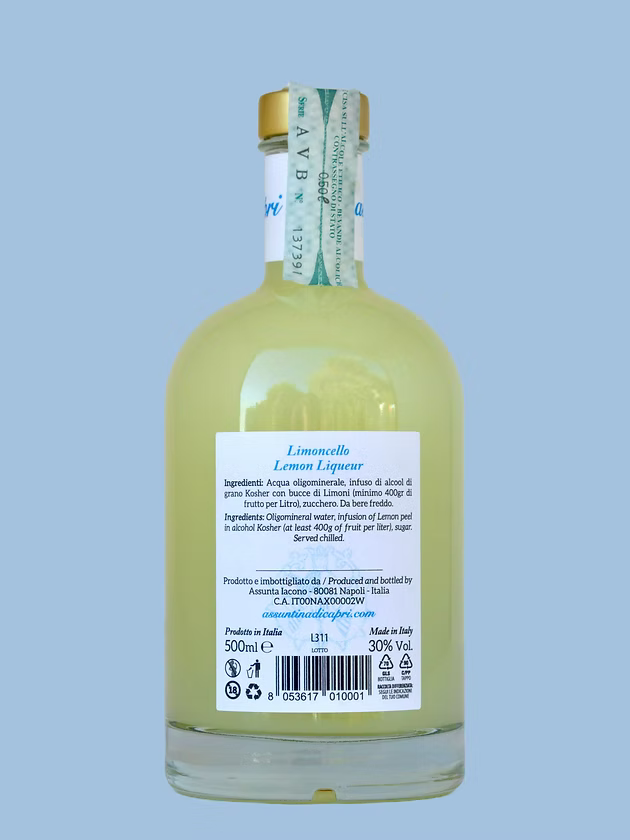 Limoncello delle Isole Partenopee, bottiglia da 500ml
