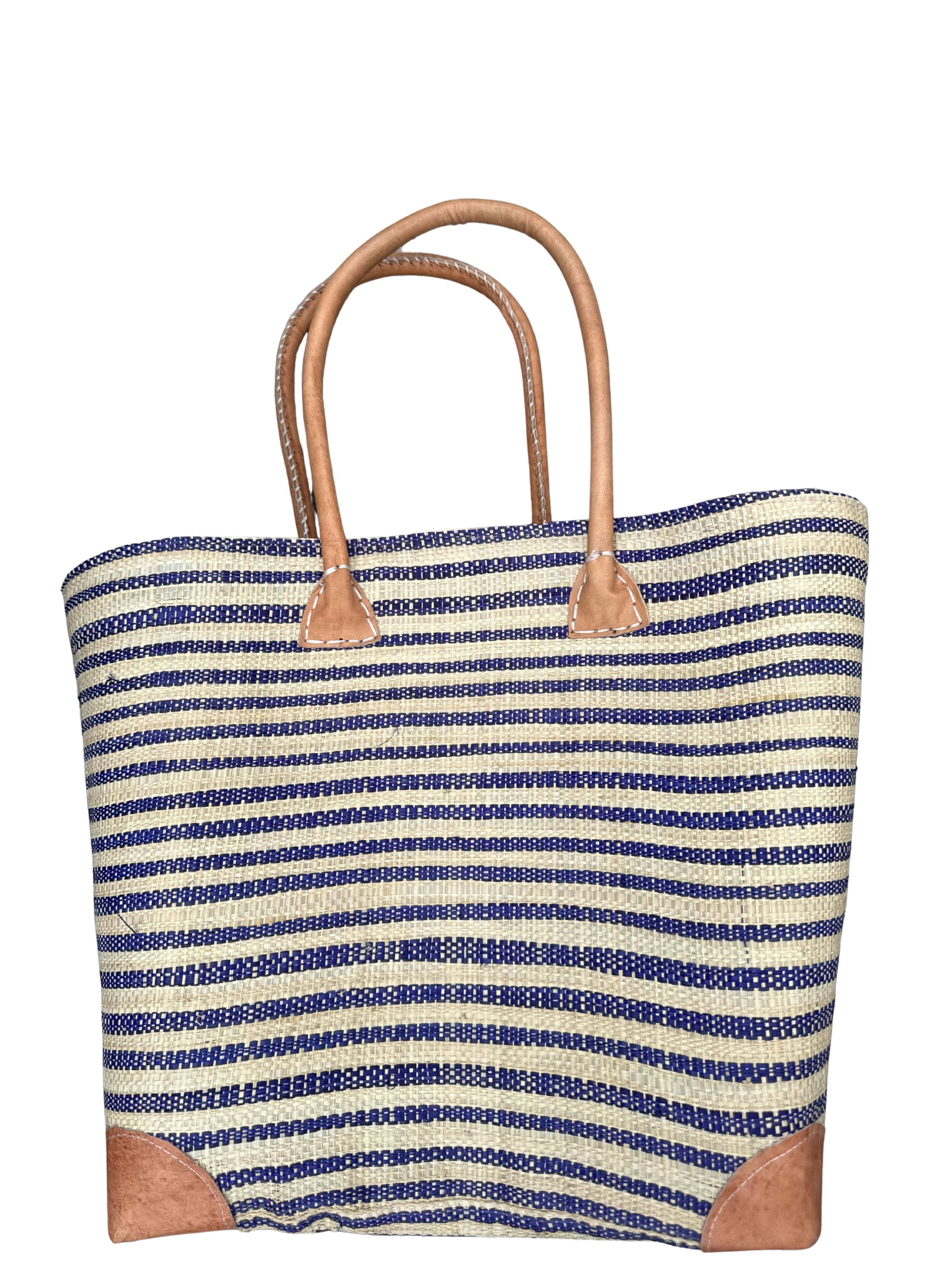 Woven bag with stripes -Blue