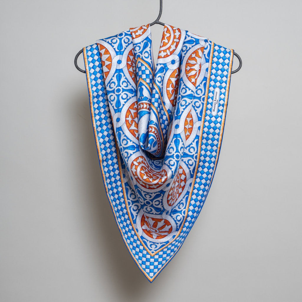 Silk Scarf – San Miniato – Blue, 100x100 cm