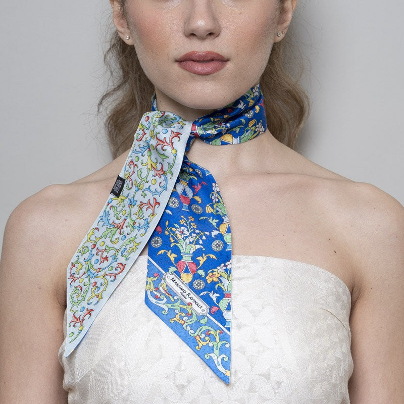 Lavalliere 100% Silk - Florentine Mosaic - Blue