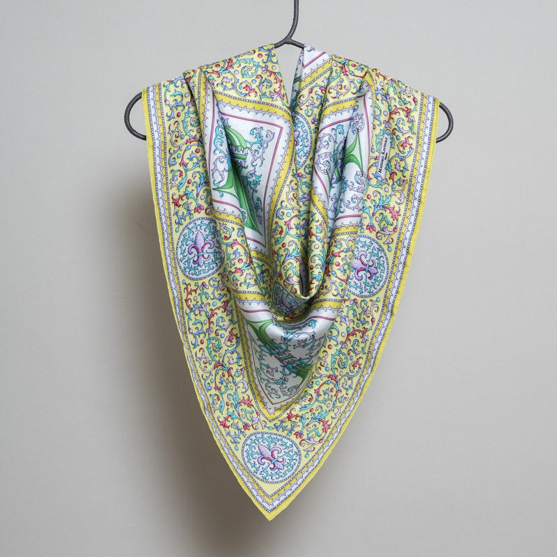 Silk Scarf – Florentine Paper – Acid Green, 100x100 cm