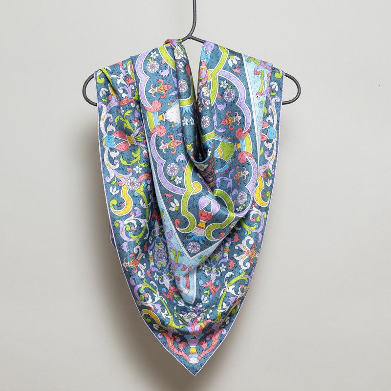 Silk Scarf – Florentine Mosaic – Lilac, 100x100 cm