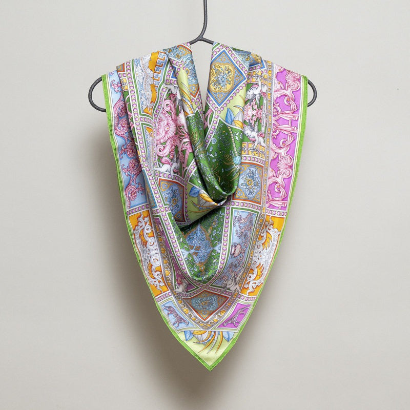 Silk Scarf – Uffizi – Green, 100x100 cm