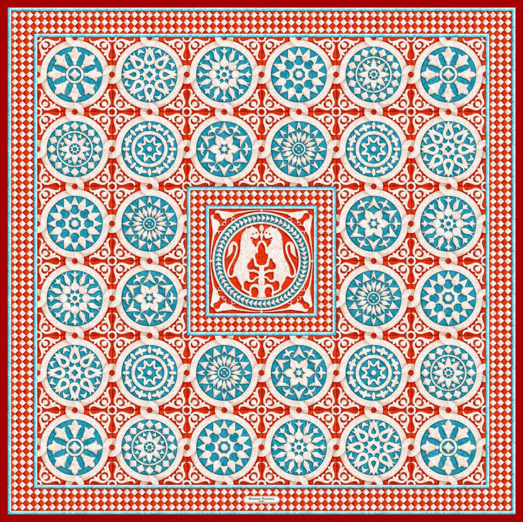 Silk Scarf – San Miniato – Red, 100x100 cm