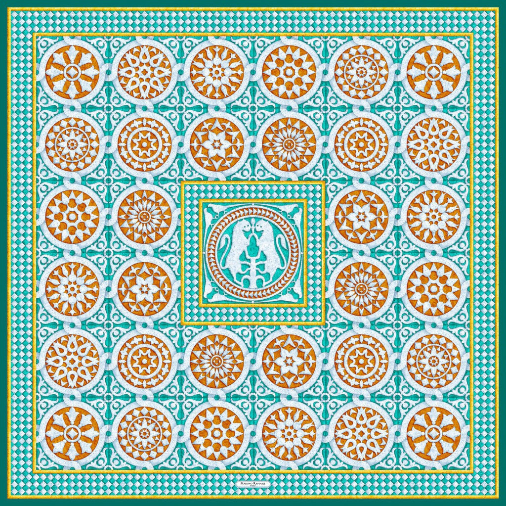 Silk Scarf – San Miniato – Emerald, 100x100 cm
