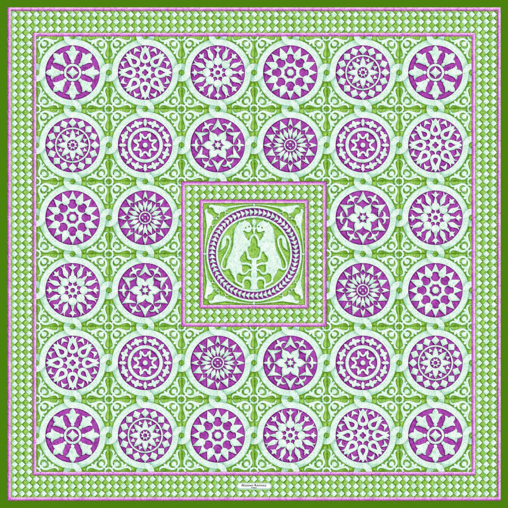 Silk Scarf – San Miniato – Green, 100x100 cm
