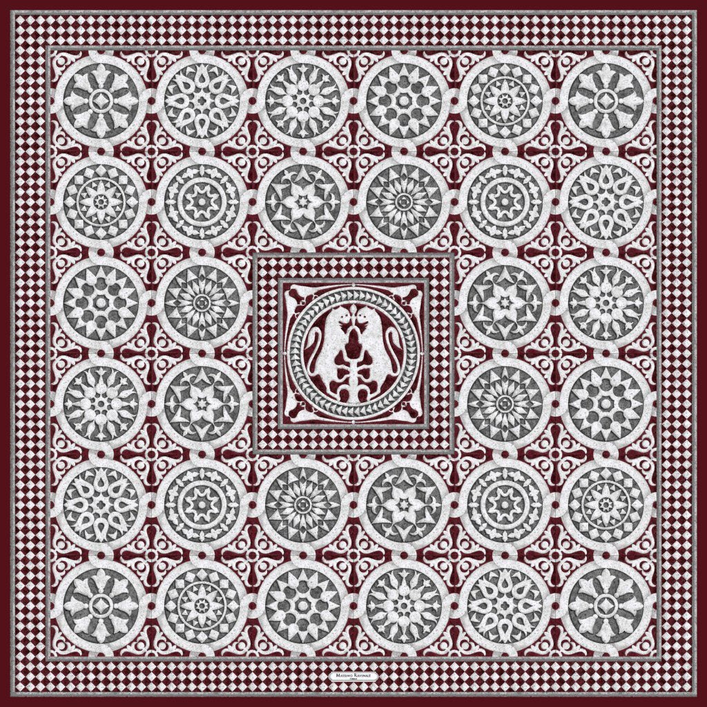 Silk Scarf – San Miniato – Bordeaux, 100x100 cm