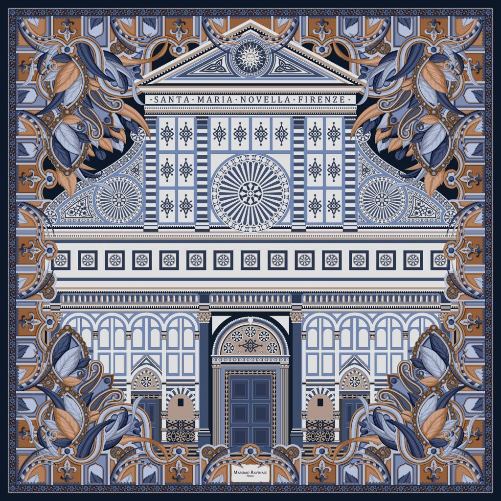 Silk Scarf – Santa Maria Novella – Air Force, 100x100 cm