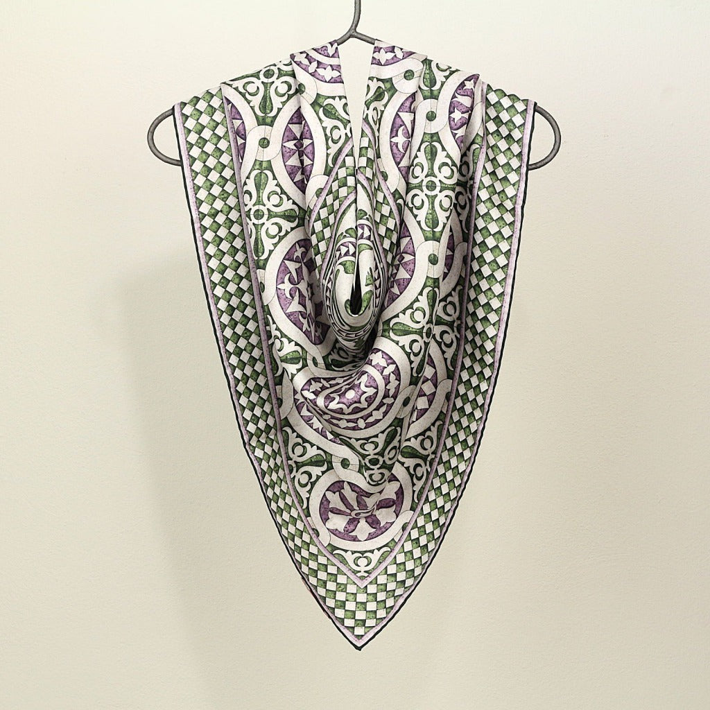 Silk Scarf – San Miniato – Army Green, 100x100 cm