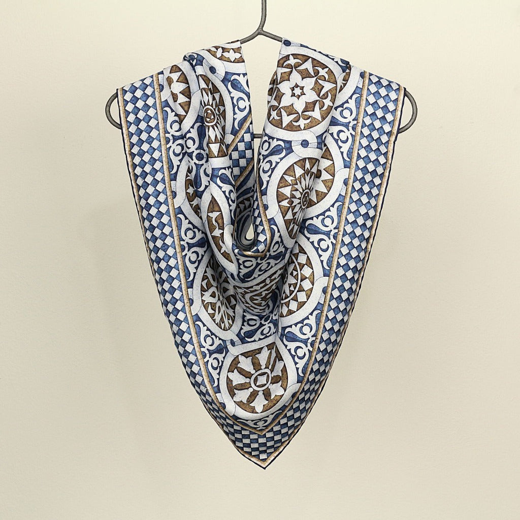 Silk Scarf – San Miniato – Navy, 100x100 cm