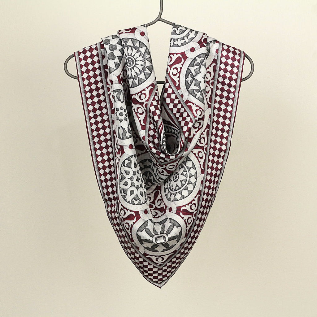 Silk Scarf – San Miniato – Bordeaux, 100x100 cm